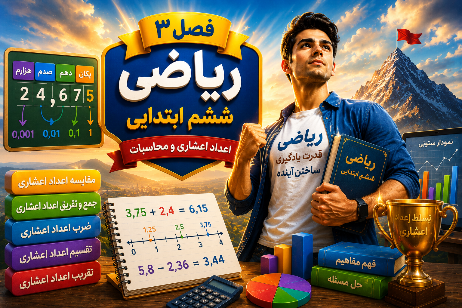 آموزش تصویری فصل ۳ ریاضی ششم | اعشار را قورت بده!