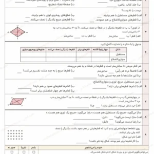 پیش‌نمایش کاربرگ صفحه ۱۵۸ ریاضی پنجم از بستهٔ فصل ششم