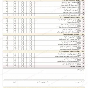 پیشنمایش کارنامهٔ توصیفی فصل اول ریاضی ششم