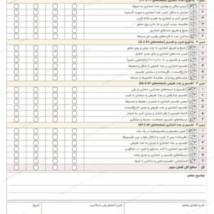 پیش‌نمایش کارنامهٔ توصیفی فصل سوم ریاضی ششم