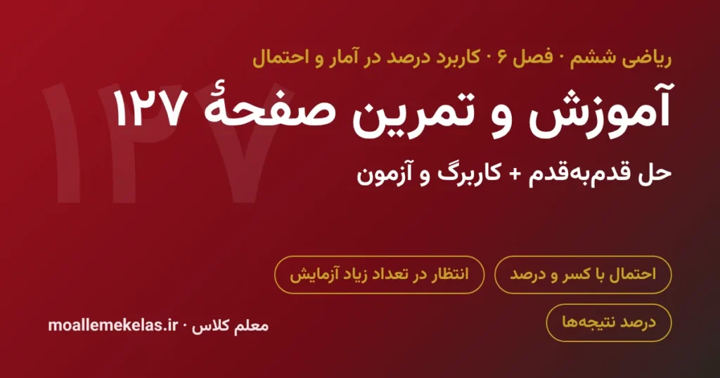 آموزش و تمرین صفحه ۱۲۷ ریاضی ششم