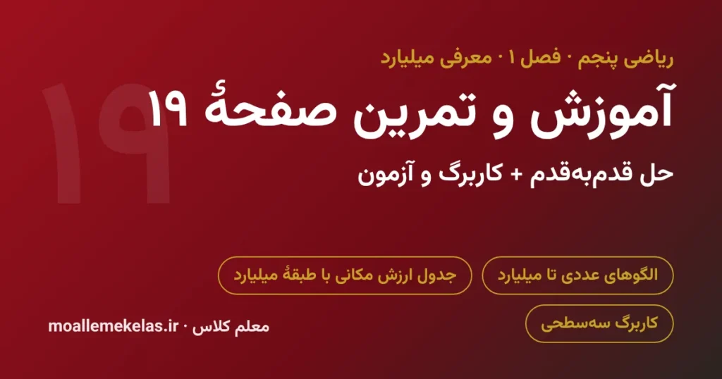 آموزش و تمرین صفحه ۱۹ ریاضی پنجم