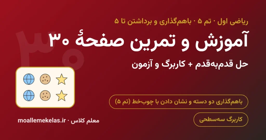 آموزش و تمرین صفحه ۳۰ ریاضی اول