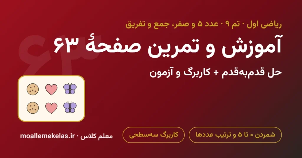 آموزش و تمرین صفحه ۶۳ ریاضی اول