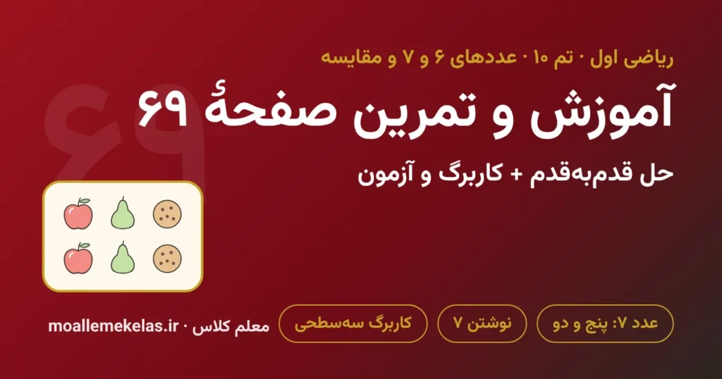 آموزش و تمرین صفحه ۶۹ ریاضی اول